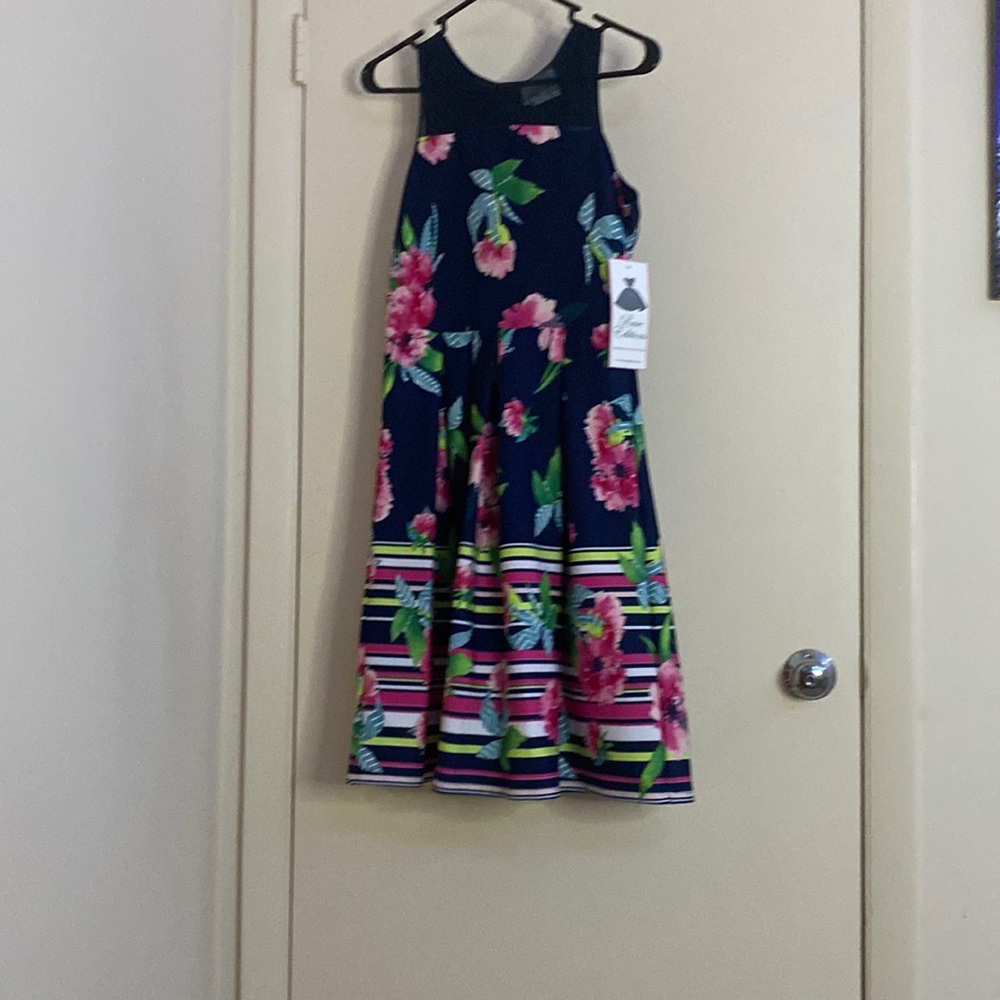 Blue dress with flowering designs